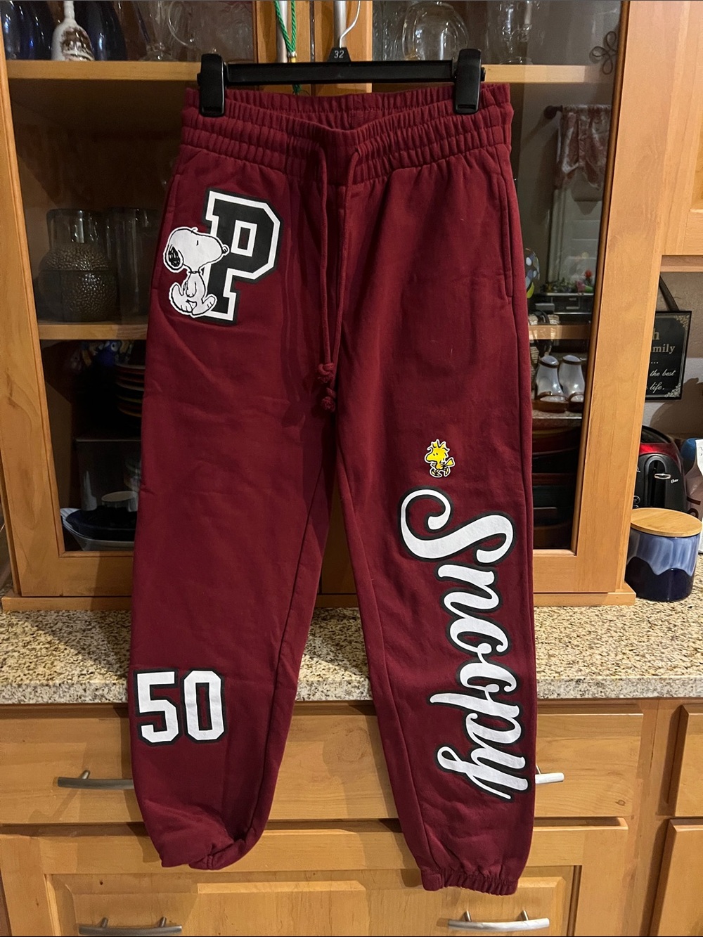Peanuts Maroon Snoopy Graphic Joggers